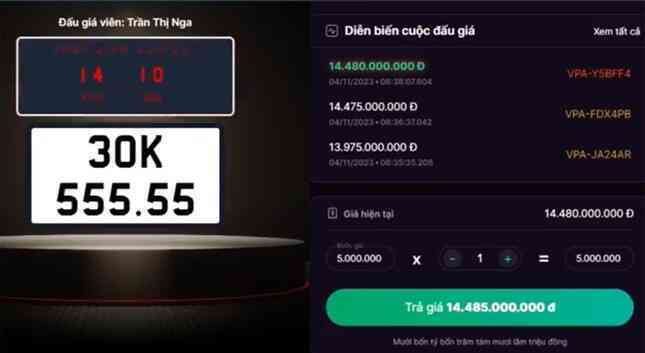 Chủ nhân trúng đấu giá biển ô tô 30K-555.55 đã nộp đủ tiền
