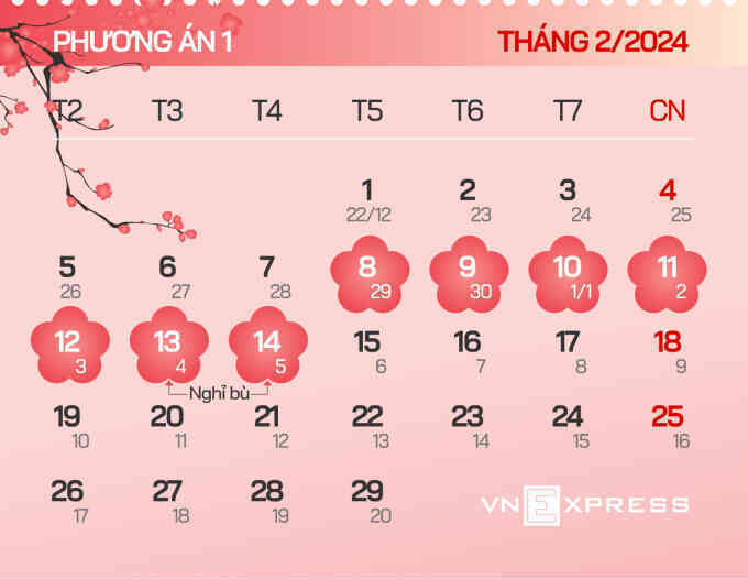 Nghỉ Tết Giáp Thìn 7 ngày từ 29 tháng chạp