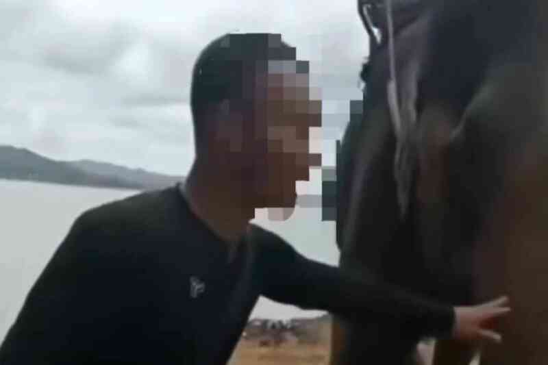 Du khách bị voi quật văng xuống đất vì tự ý chạm vào vòi của con voi - 1