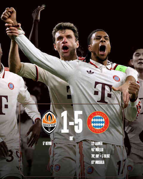 Bayern Munich nổi giận trút mưa bàn thắng vào lưới Shakhtar