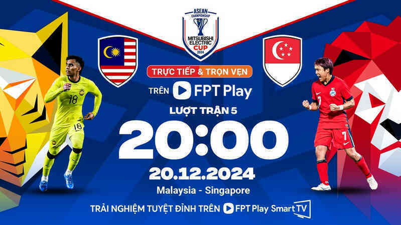 Link xem trực tiếp bóng đá Malaysia đấu với Singapore: Bảng A AFF Cup 2024