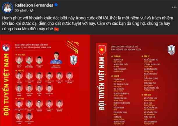 Phản ứng của cầu thủ nhập tịch Xuân Son khi được dự AFF Cup 2024