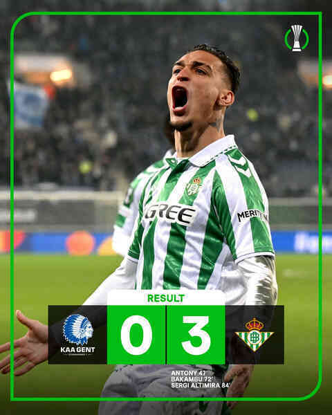 Antony lập siêu phẩm, Betis thắng to ở Cúp châu Âu