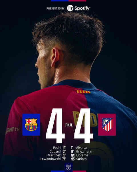 Barca và Atletico cầm chân nhau ở trận cầu 8 bàn thắng