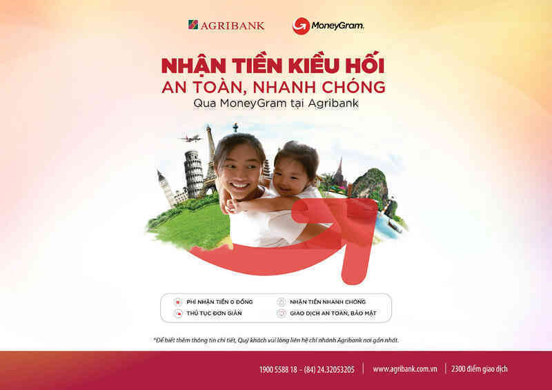 Có thể nhận tiền kiều hối qua MoneyGram tại Agribank