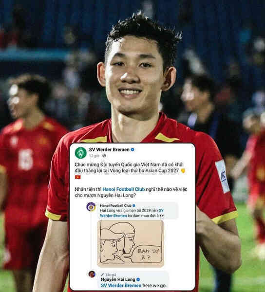 Hai Long chơi hay ở tuyển Việt Nam được Werder Bremen… hỏi mượn