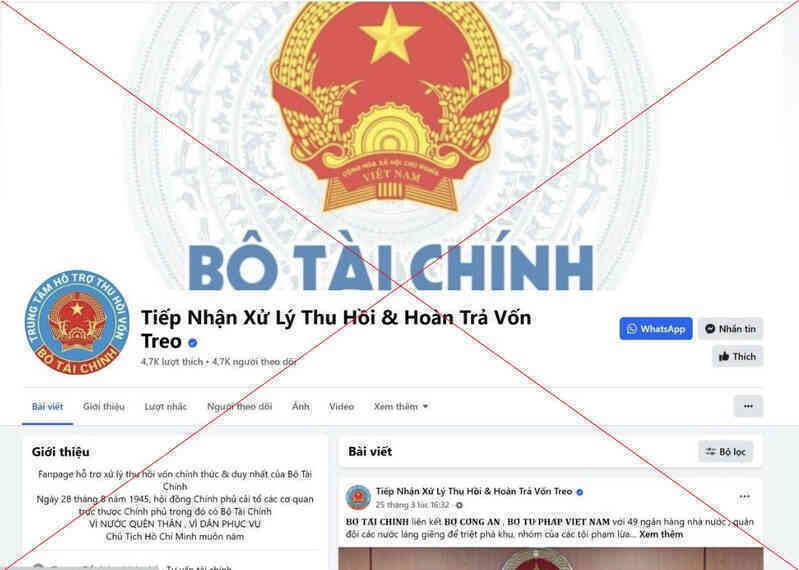 Cảnh báo giả mạo trang facebook của Bộ Tài chính