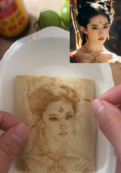 Chàng trai dùng nước tương vẽ Lưu Diệc Phi
