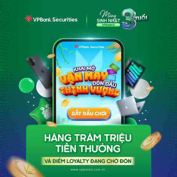 Hàng nghìn quà tặng chờ nhà đầu tư trong chương trình Sinh nhật VPBankS 3 tuổi trên NEO Invest