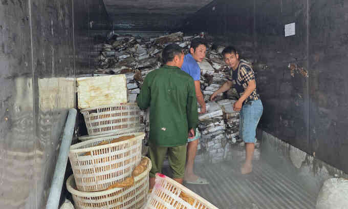 Quảng Ninh thu giữ hơn 25 tấn mực, chân gà bốc mùi