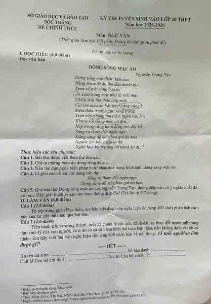 Đề Văn thi vào lớp 10 bàn về 