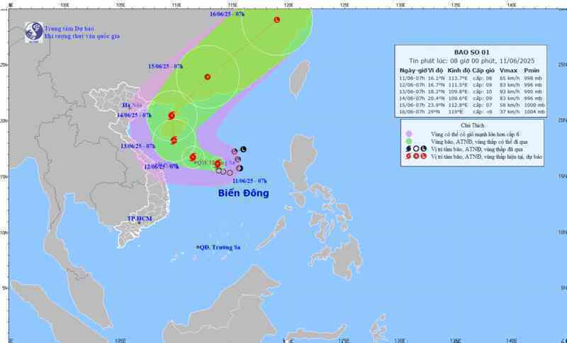 Bão số 1 hình thành, chính thức ghi nhận cơn bão đầu tiên năm 2025