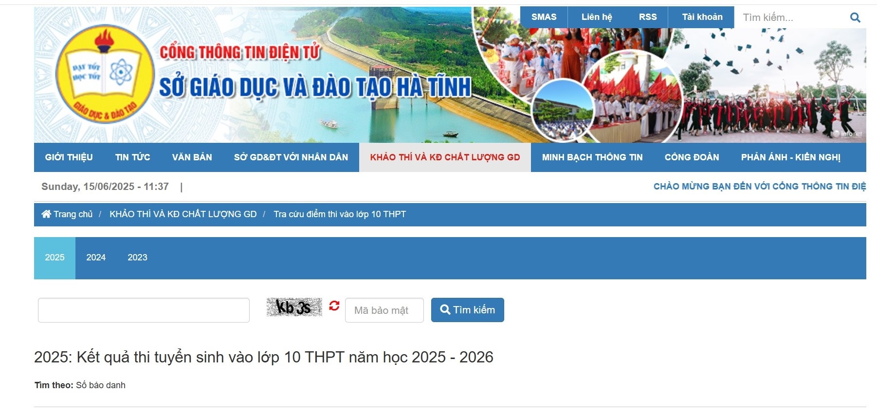 Hà Tĩnh công bố điểm thi vào lớp 10 THPT và trường chuyên