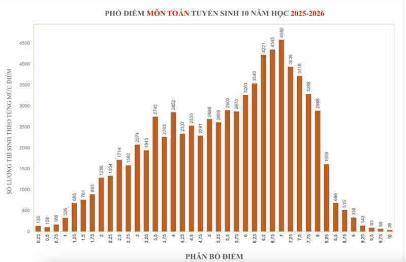 Hơn 28.000 thí sinh có điểm môn Toán thi lớp 10 TPHCM 2025 dưới 5, có 36 điểm 10