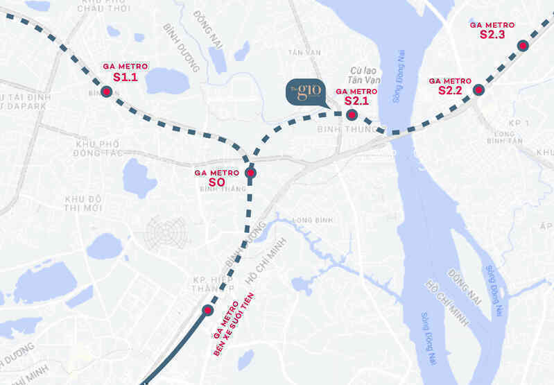 Lợi thế dự án The Gió Riverside gần 2 nhà ga Metro Bình Dương, Đồng Nai