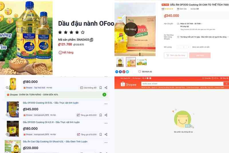 Dầu ăn OFOOD “bốc hơi” khỏi kệ hàng và các sàn thương mại điện tử