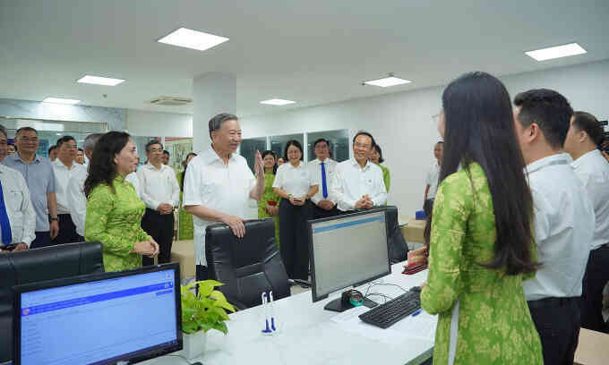 Tổng Bí thư Tô Lâm khảo sát vận hành phường mới ở TP HCM