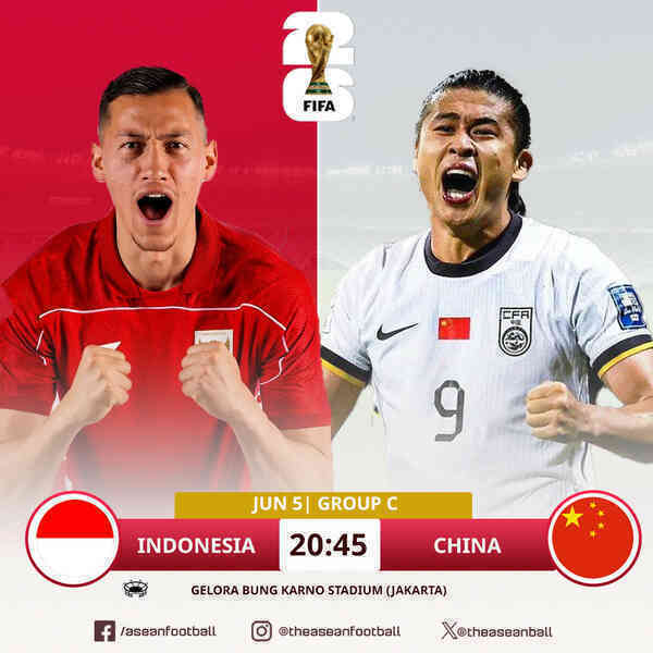 Link xem trực tiếp bóng đá Indonesia vs Trung Quốc, 20h45 hôm nay 5/6
