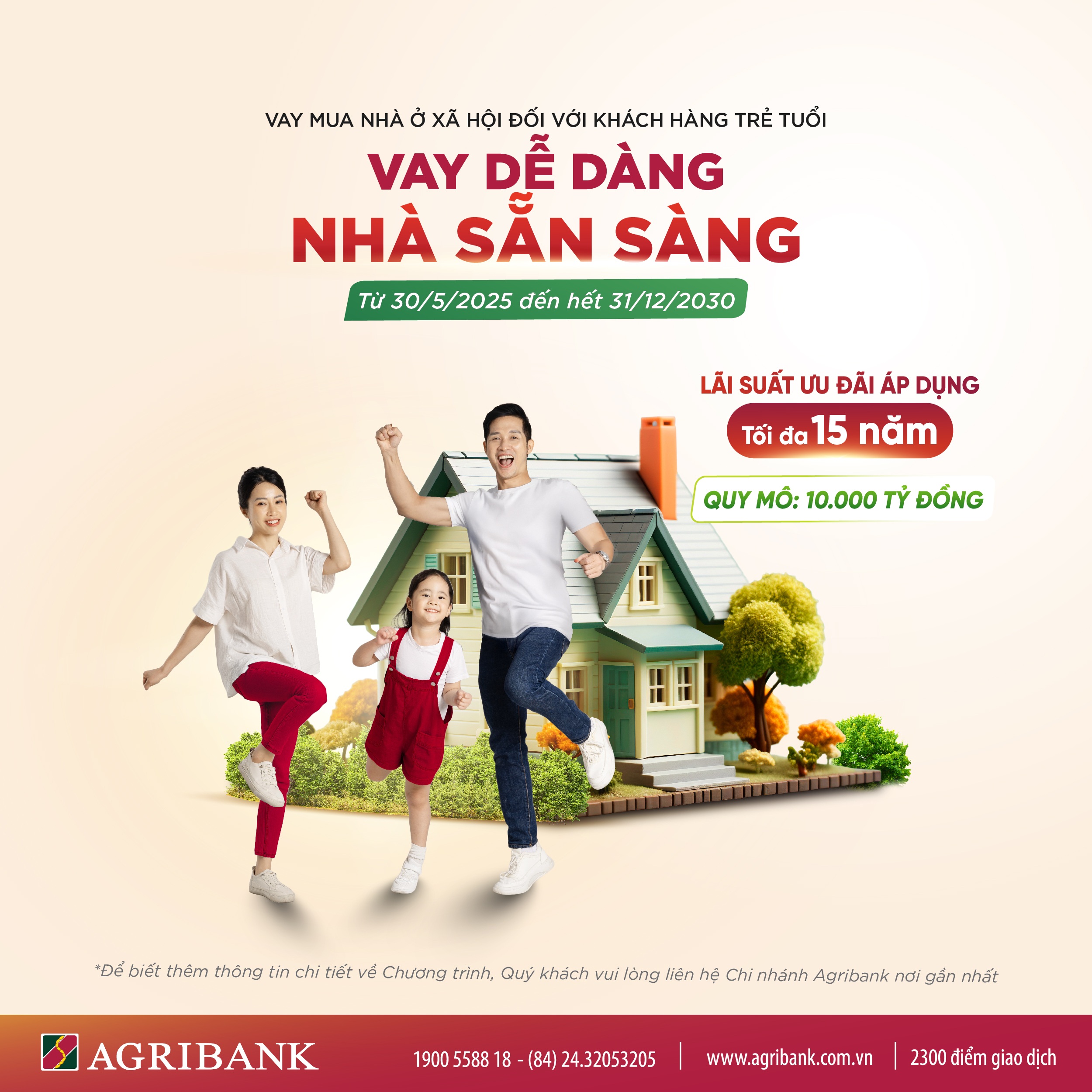 Agribank dành 10.000 tỷ đồng vốn ưu đãi mua nhà ở xã hội cho người trẻ