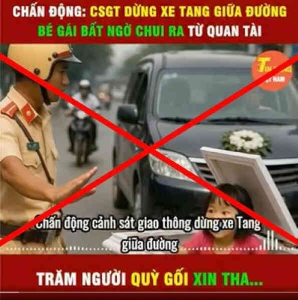 ‘CSGT dừng xe tang giữa đường, bé gái chui ra từ quan tài’ là thông tin sai sự thật