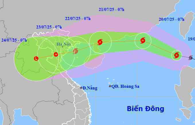 Bão Wipha mạnh cấp 9 vào Biển Đông