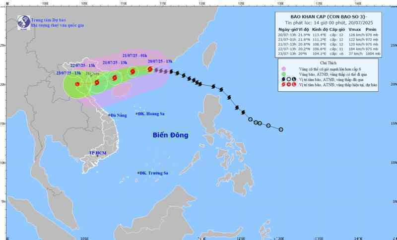 Tin mới nhất về bão số 3 Wipha: Giật cấp 15, cách Quảng Ninh - Hải Phòng 630km