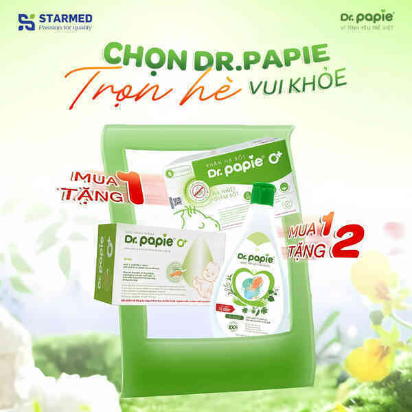 Dr.Papie ưu đãi mua 1 tặng 2, ngừa rôm sảy, nhiệt miệng cho trẻ mùa nắng nóng