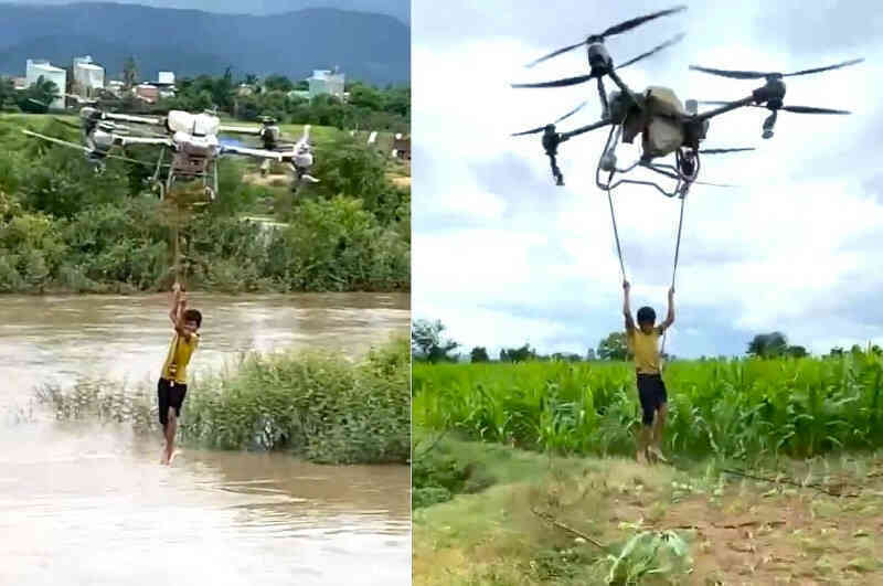 Chủ tịch tỉnh thưởng nóng người dùng drone cứu 2 em nhỏ mắc kẹt giữa nước xiết