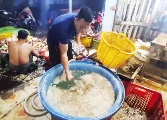 Ba cơ sở bị phát hiện ngâm rau chuối vào chất tẩy trắng, hàn the