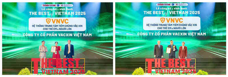 VNVC được vinh danh Hệ thống trung tâm tiêm chủng vắc xin tốt nhất Việt Nam 2025