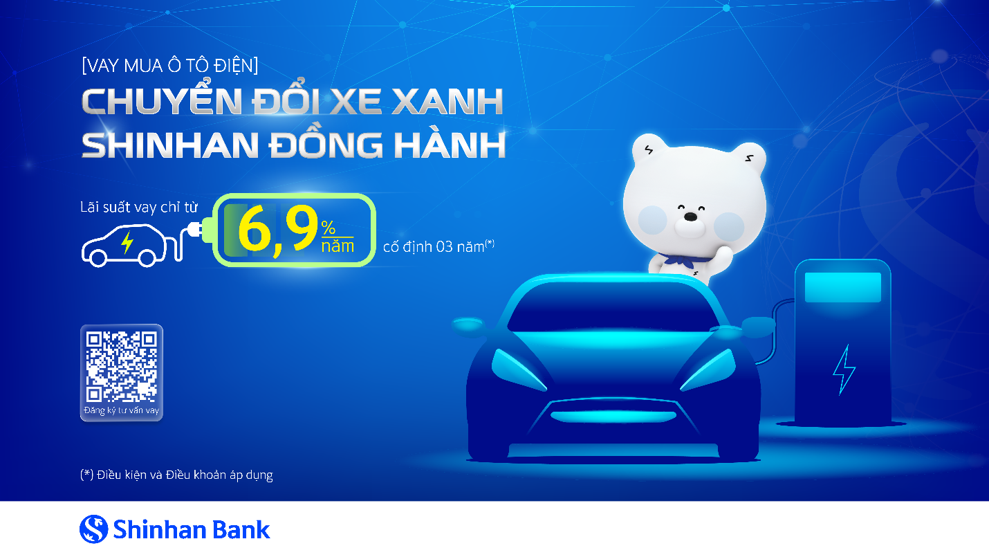 Ngân hàng Shinhan ưu đãi gói vay mua xe điện, cùng khách hàng xây dựng lối sống xanh