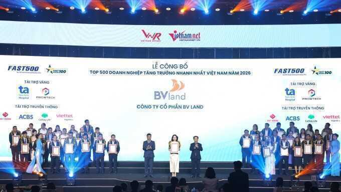 BV Land trong top 500 doanh nghiệp tăng trưởng nhanh nhất Việt Nam 2026