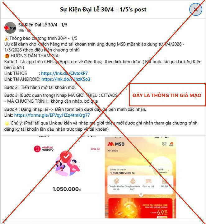 Chiêu thức lừa đảo mới: Mời nhận tiền khi tải app ngân hàng