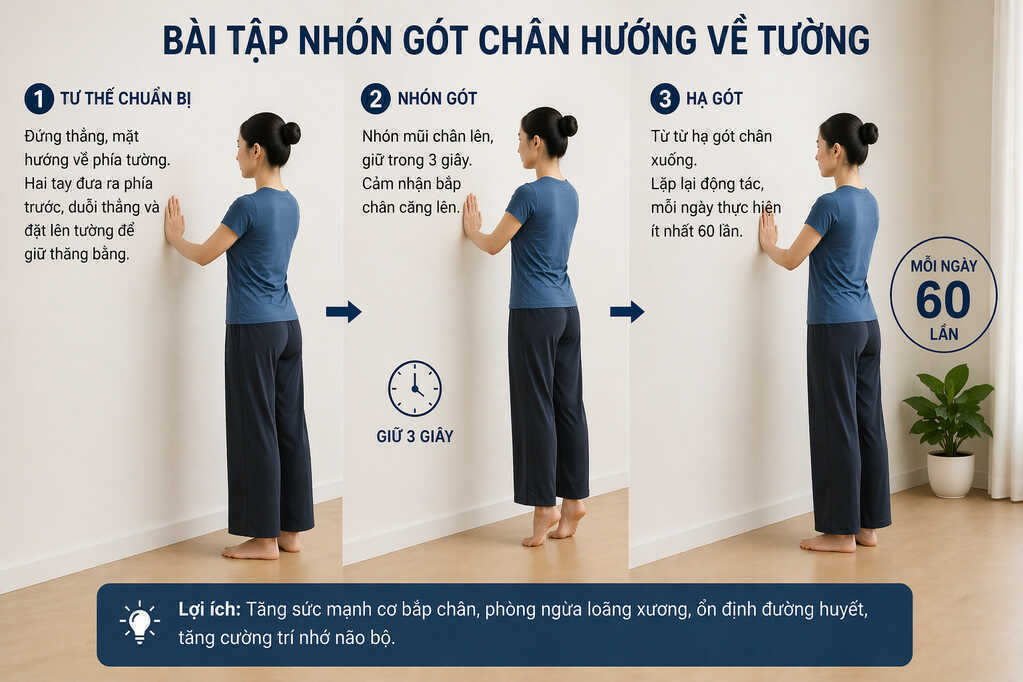 Nhón gót chân đúng cách, lợi ích lớn cho não, xương và đường huyết