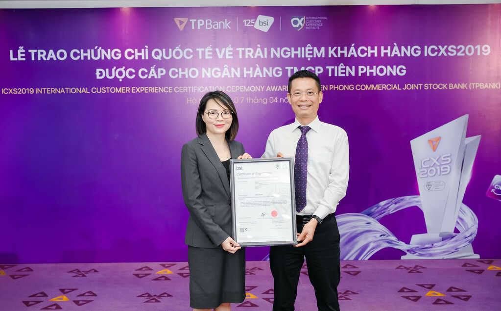 TPBank nhận chứng chỉ Trải nghiệm khách hàng quốc tế ICXS2019 từ BSI
