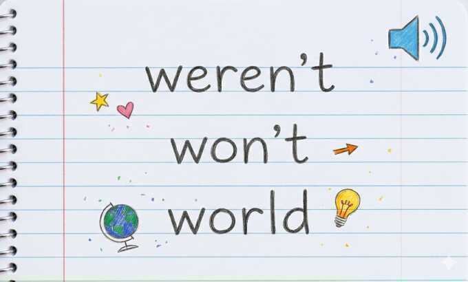 Phân biệt phát âm weren`t, won`t, world