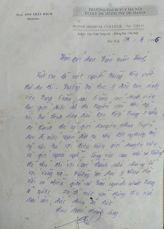 ‘Tìm lời khuyên về thi trường y, 30 năm trước tôi viết thư hỏi GS Tôn Thất Bách’