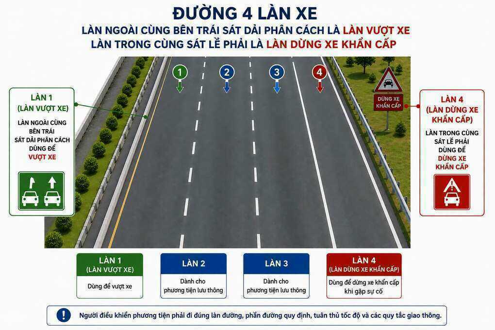 Cục CSGT đề xuất làn trái cao tốc chỉ dùng để vượt, cấm chạy liên tục