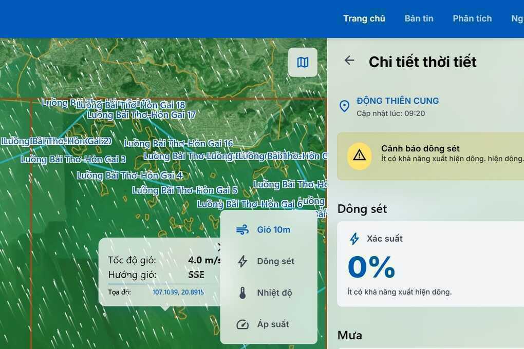 Giông sét trên vịnh Hạ Long được cảnh báo sớm trước 30 phút